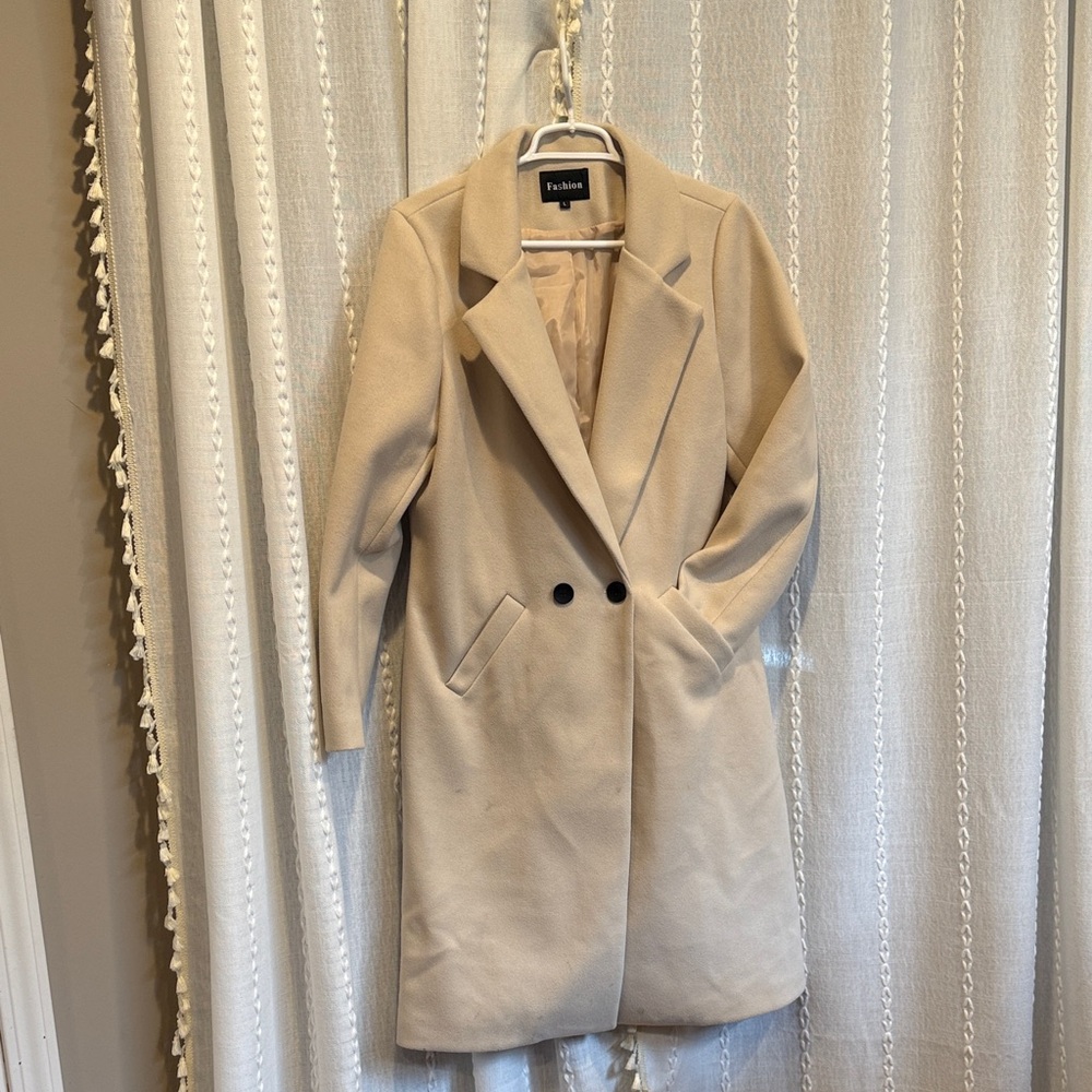 Hooever Women's Winter Wool Coat Casual Notch Lapel Single-Breasted Peacoat